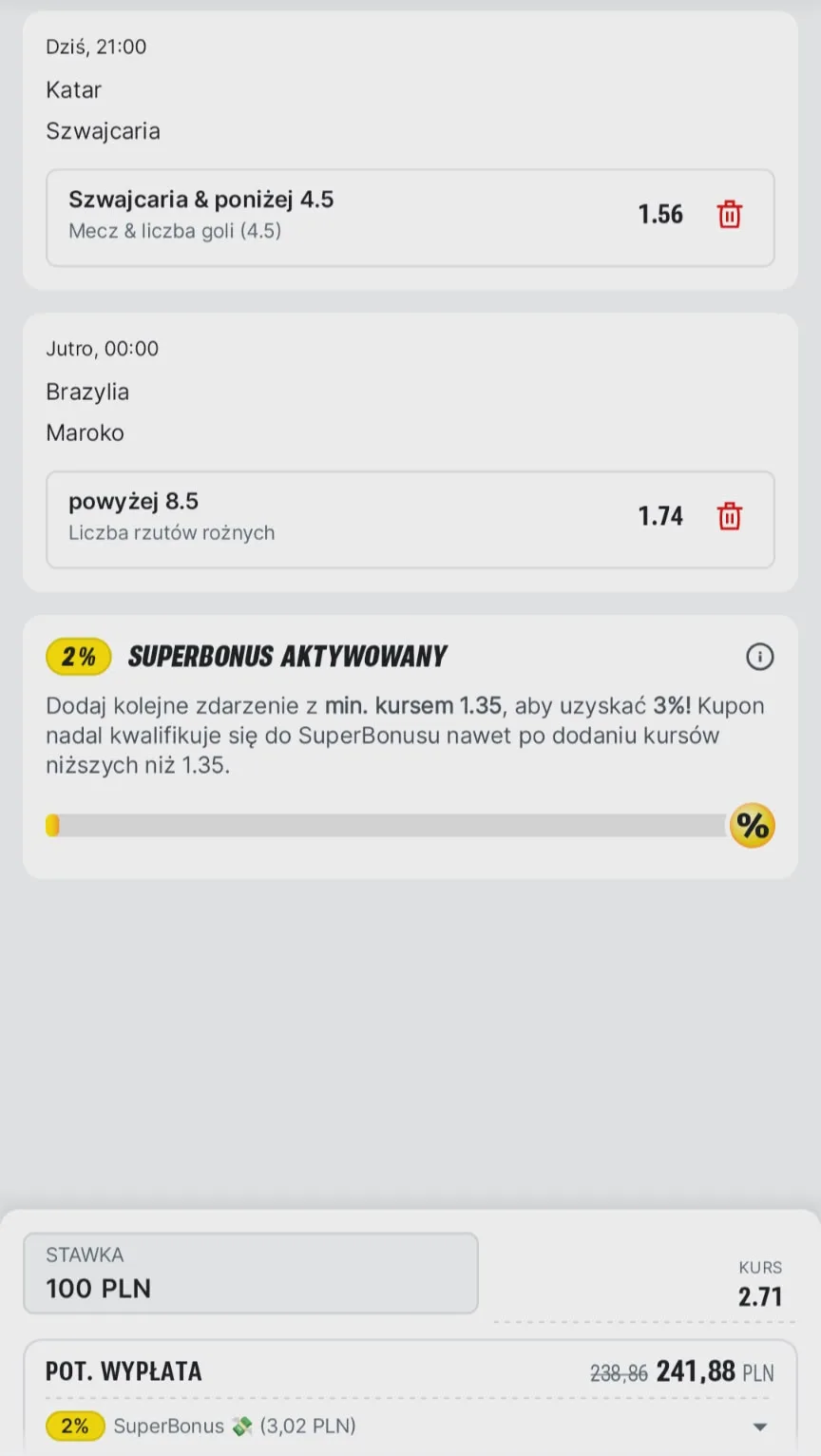 Kupon double Mundual 13.06.2026