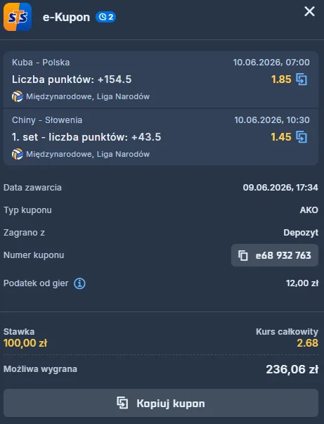 kupon-double-siatkowka-liga-narodow-mezczyzn-kuba-polska-chiny-slowenia