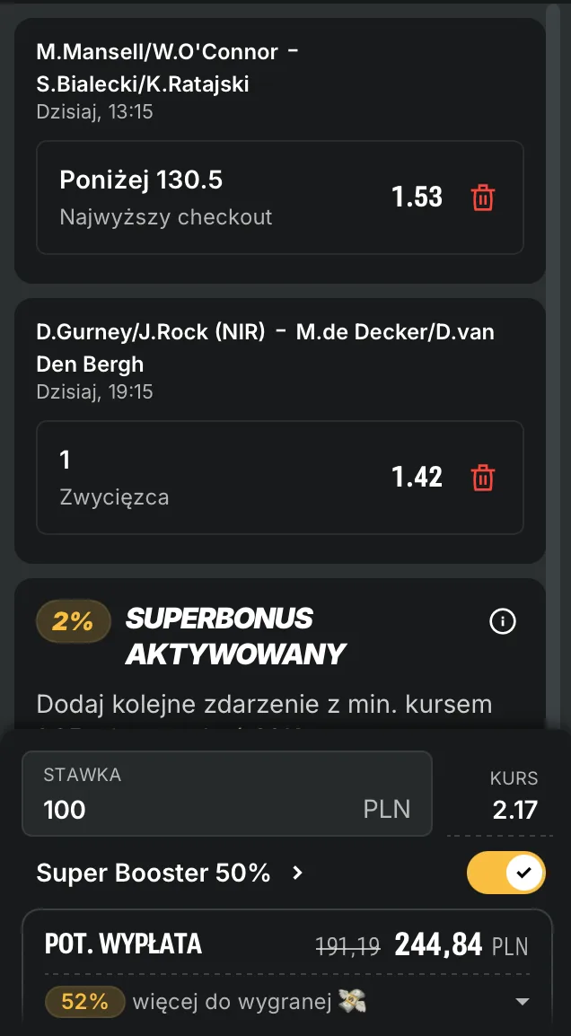 kupon superbet darts
