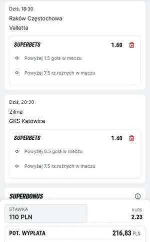 Kupon Superbet Zagranie