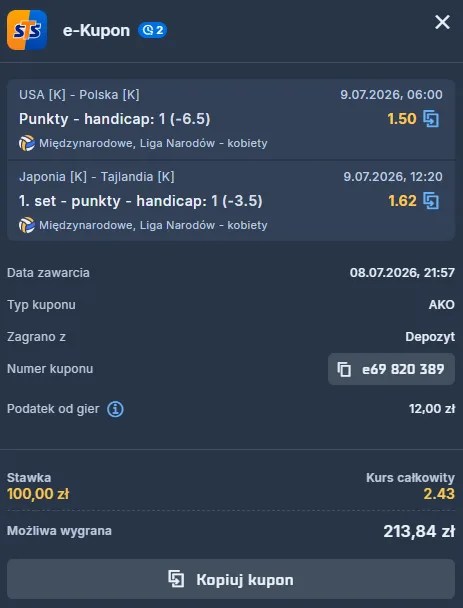 kupon-double-usa-polska-japonia-tajlandia-siatkowka-kobiet