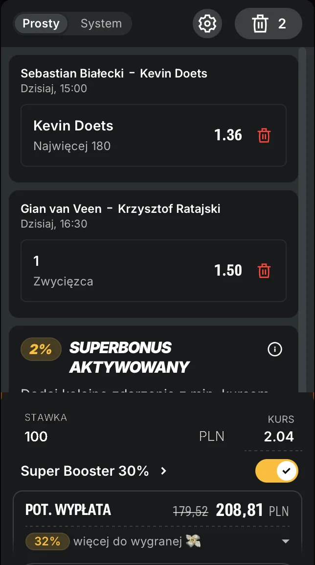 kupon superbet darts