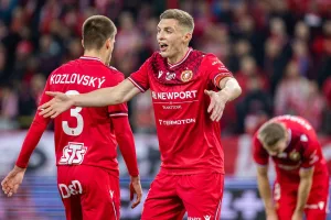 Gracze Widzewa podczas meczu