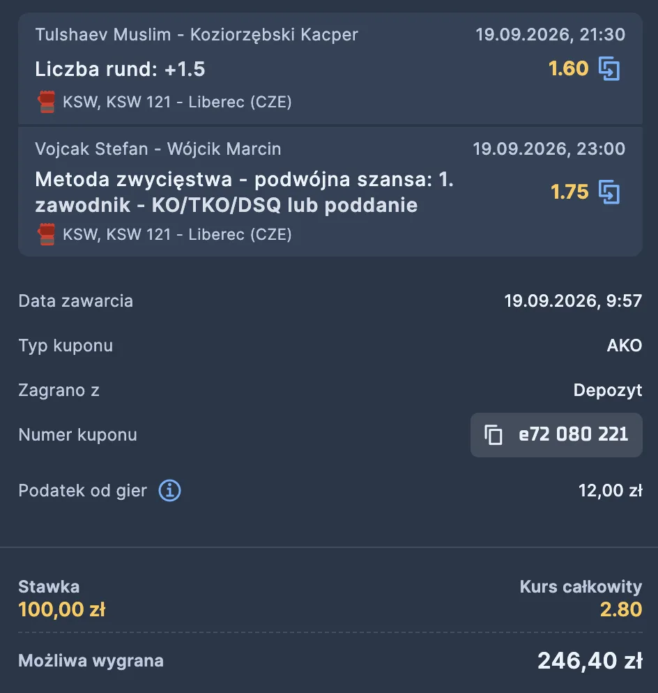 STS kupon na KSW 121