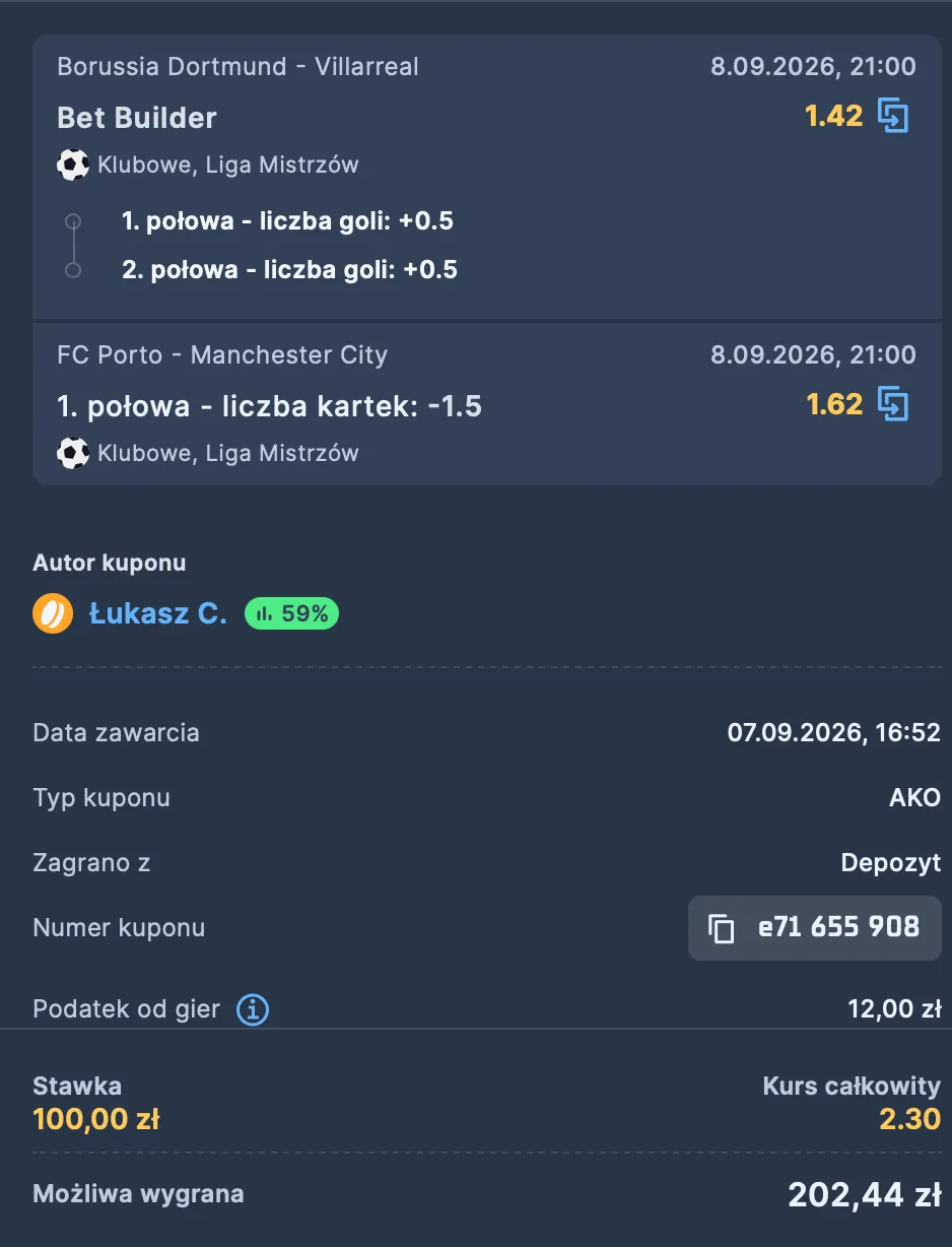 sts kupon liga mistrzów