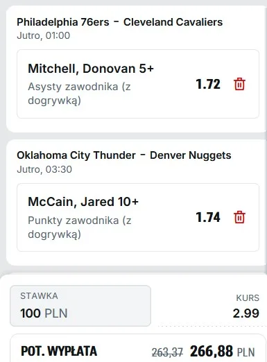 Kupon NBA w dniu 22.10.26 w Superbet