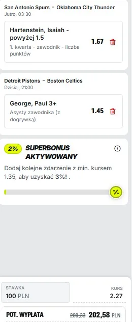 Kupon NBA w Superbet w dniu 20.10.26