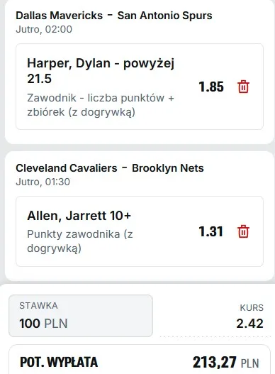 Kupon NBA w Superbet w dniu 24.10.26
